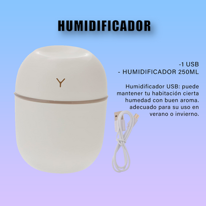 Humidificador RGB portatil USB 250 ml.